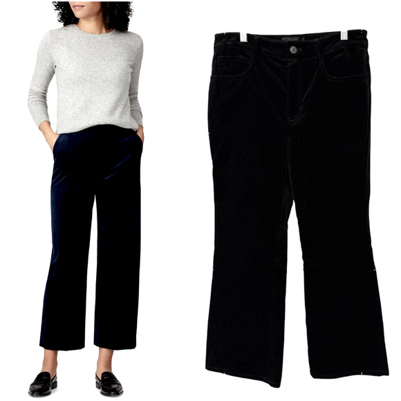 New! Nili Lotan 4 Celia VELVET High Rise Straight Leg Jeans $455 Pants Black - Picture 1 of 8